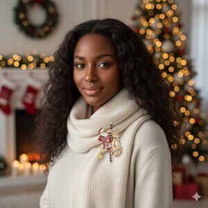 Christmas Carousel Santa Brooch